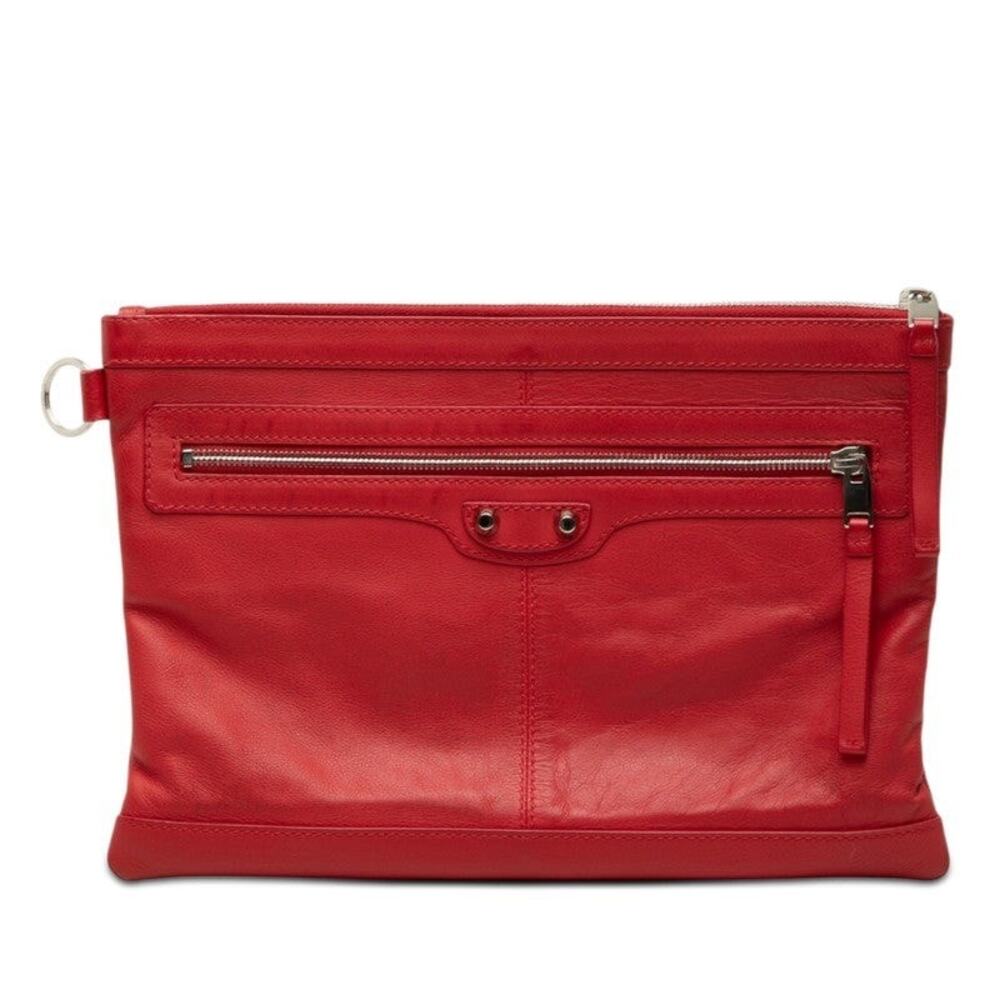 Balenciaga Classic Clip M Clutch Bag Red